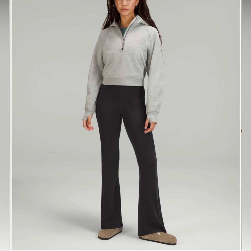 Lululemon Brushed Softstreme Ribbed Zip Flared Pant Legging 32.5" Women’s 2 Blk